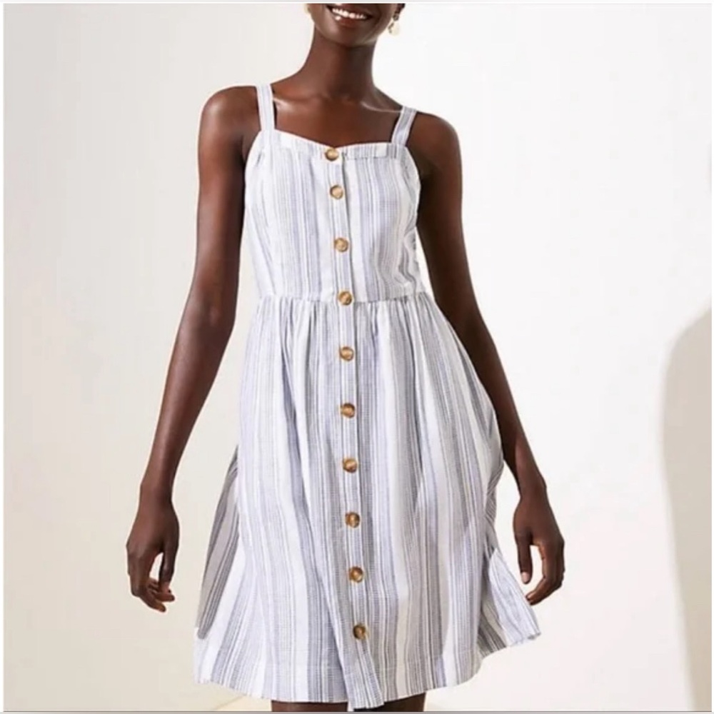 Loft stripe button down midi dress, 4
